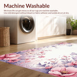 Ultra Soft Area Rug, Non Slip, Stain Resistant, Washable Area Rugs for Living Room, Bedroom, Vibrant Nature-Inspired Insect Design(Pink)