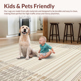 Ultra Soft Area Rug, Non Slip, Stain Resistant, Washable Area Rugs for Living Room, Bedroom, Trendy Ogee Pattern with Subtle Texture(Beige)