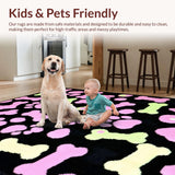 Ultra Soft Area Rug, Non Slip, Stain Resistant, Washable Area Rugs for Living Room, Bedroom, Charming Fun Dog Theme Aesthetic(Pink)