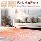 Ultra Soft Area Rug, Non Slip, Stain Resistant, Washable Area Rugs for Living Room, Bedroom, Sunrise Blush Rug: Modern Ombre, Geometric Elegance(Orange)