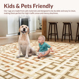 Beige & Tan Geometric Area Modern Neutral Hallway(Beige)