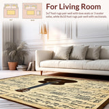 Ultra Soft Area Rug, Non Slip, Stain Resistant, Washable Area Rugs for Living Room, Bedroom, Acoustic Guitar Silhouette Music Themed Area Rug With Non Slip Backing(Black)