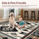 Ultra Soft Area Rug, Non Slip, Stain Resistant, Washable Area Rugs for Living Room, Bedroom, Buckhaven Tribal Heritage With Geometric Aztec For Home(Gray)