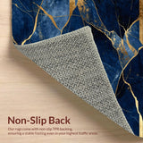 Ultra Soft Area Rug, Non Slip, Stain Resistant, Washable Area Rugs for Living Room, Bedroom, Minimalist Navy Gold Fusion Style(Blue)