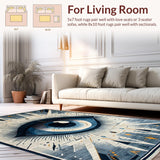 Ultra Soft Area Rug, Non Slip, Stain Resistant, Washable Area Rugs for Living Room, Bedroom, Evil Eye Ethnic Patterned Accent(Blue)