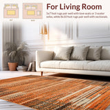 Ultra Soft Area Rug, Non Slip, Stain Resistant, Washable Area Rugs for Living Room, Bedroom, Artisanal Diamond Pattern Inspiration(Orange)