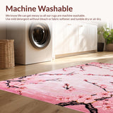 Ultra Soft Area Rug, Non Slip, Stain Resistant, Washable Area Rugs for Living Room, Bedroom, Graceful Floral Artistry Theme(Pink)