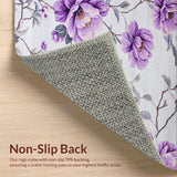 Ultra Soft Area Rug, Non Slip, Stain Resistant, Washable Area Rugs for Living Room, Bedroom, Rustic White Blossom Aesthetic(Purple)
