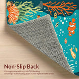 Ultra Soft Area Rug, Non Slip, Stain Resistant, Washable Area Rugs for Living Room, Bedroom, Colorful Underwater Fantasy Theme(Blue)