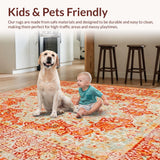 Ultra Soft Area Rug, Non Slip, Stain Resistant, Washable Area Rugs for Living Room, Bedroom, Cozy Whimsical Geometric Arrangement(Orange)