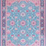 Ultra Soft Area Rug, Non Slip, Stain Resistant, Washable Area Rugs for Living Room, Bedroom, Elegant Antique Ogee Design(Blue)