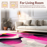 Ultra Soft Area Rug, Non Slip, Stain Resistant, Washable Area Rugs for Living Room, Bedroom, Lively Modern Gradient Design Elements(Pink)
