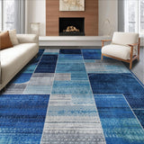 Ultra Soft Area Rug, Non Slip, Stain Resistant, Washable Area Rugs for Living Room, Bedroom, Modern Whimsical Patterned Flair(Blue)