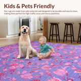 Ultra Soft Area Rug, Non Slip, Stain Resistant, Washable Area Rugs for Living Room, Bedroom, Chic Modern Flower Motif(Purple)