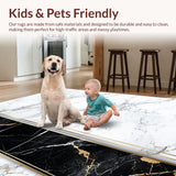 Ultra Soft Area Rug, Non Slip, Stain Resistant, Washable Area Rugs for Living Room, Bedroom, Luxury Soft Modern Rug with Shimmering Gold Accents(White)