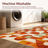 Ultra Soft Area Rug, Non Slip, Stain Resistant, Washable Area Rugs for Living Room, Bedroom, Retro Vibrant Abstract Composition(Orange)