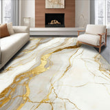 Ultra Soft Area Rug, Non Slip, Stain Resistant, Washable Area Rugs for Living Room, Bedroom, Ethereal Beige Gold Geometric Marble Swirls Indoor(White)