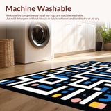 Ultra Soft Area Rug, Non Slip, Stain Resistant, Washable Area Rugs for Living Room, Bedroom, Sleek Bold Lettering Arrangement(Black)