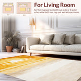 Ultra Soft Area Rug, Non Slip, Stain Resistant, Washable Area Rugs for Living Room, Bedroom, Earthy Abstract Wave Motif(Gold)