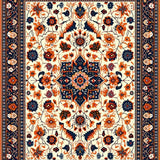 Ultra Soft Area Rug, Non Slip, Stain Resistant, Washable Area Rugs for Living Room, Bedroom, Lively Distressed Medallion Visual(White)