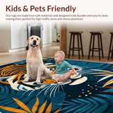 Ultra Soft Area Rug, Non Slip, Stain Resistant, Washable Area Rugs for Living Room, Bedroom, Exuberant Soft Botanical Touch(Orange)