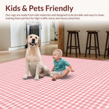 Ultra Soft Area Rug, Non Slip, Stain Resistant, Washable Area Rugs for Living Room, Bedroom, Elegant Abstract Floral Touch(Pink)