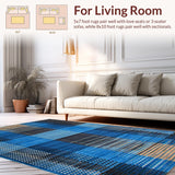 Ultra Soft Area Rug, Non Slip, Stain Resistant, Washable Area Rugs for Living Room, Bedroom, Artistic Earthy Abstract Motif(Blue)