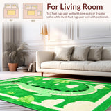 Ultra Soft Area Rug, Non Slip, Stain Resistant, Washable Area Rugs for Living Room, Bedroom, Charming Animal Print Green Design(Green)