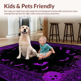 Ultra Soft Area Rug, Non Slip, Stain Resistant, Washable Area Rugs for Living Room, Bedroom, Spooky Bat Wing Coffin Rug With Enchanted Macabre Detailing(Purple)