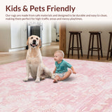 Ultra Soft Area Rug, Non Slip, Stain Resistant, Washable Area Rugs for Living Room, Bedroom, Chic Dusty Rose Textured Elegance(Pink)