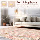 Ultra Soft Area Rug, Non Slip, Stain Resistant, Washable Area Rugs for Living Room, Bedroom, Boho Chic Strawberry Area Rug Round Mat with Garden Theme(Pink)