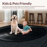 Ultra Soft Area Rug, Non Slip, Stain Resistant, Washable Area Rugs for Living Room, Bedroom, Music Lover Retro Playroom Non-Slip Carpet(Black)
