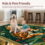 Ultra Soft Area Rug, Non Slip, Stain Resistant, Washable Area Rugs for Living Room, Bedroom, Chic Retro Floral Accents(Brown)