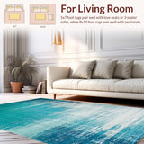 Ultra Soft Area Rug, Non Slip, Stain Resistant, Washable Area Rugs for Living Room, Bedroom, Distressed Blue Circle Rug: Soft, Washable Teal Area Rug(Blue)