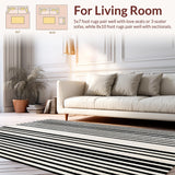 Ultra Soft Area Rug, Non Slip, Stain Resistant, Washable Area Rugs for Living Room, Bedroom, KaHouen High Contrast Striped Area Rug for Farmhouse Entrances(Black)
