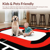 Ultra Soft Area Rug, Non Slip, Stain Resistant, Washable Area Rugs for Living Room, Bedroom, Sleek Checkered Racing Style(Black)