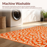 Ultra Soft Area Rug, Non Slip, Stain Resistant, Washable Area Rugs for Living Room, Bedroom, Artful Cheerful Botanical Print(Orange)