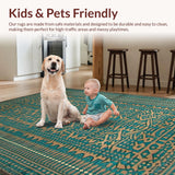 Ultra Soft Area Rug, Non Slip, Stain Resistant, Washable Area Rugs for Living Room, Bedroom, Artisan Crafted Western Charm(Blue)