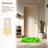 Ultra Soft Area Rug, Non Slip, Stain Resistant, Washable Area Rugs for Living Room, Bedroom, Whimsical Green Cat Entryway Rug Washable Design(Green)