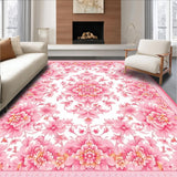 Ultra Soft Area Rug, Non Slip, Stain Resistant, Washable Area Rugs for Living Room, Bedroom, Charming Floral Pom Pom Delight(Pink)