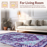 Ultra Soft Area Rug, Non Slip, Stain Resistant, Washable Area Rugs for Living Room, Bedroom, Whimsical Violet Ogee Pattern(Purple)