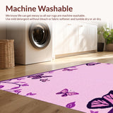 Ultra Soft Area Rug, Non Slip, Stain Resistant, Washable Area Rugs for Living Room, Bedroom, Bright Cheerful Butterfly Fantasy(Pink)