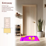 Ultra Soft Area Rug, Non Slip, Stain Resistant, Washable Area Rugs for Living Room, Bedroom, Lively Colorful Graphic Expression(Pink)