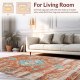 Ultra Soft Area Rug, Non Slip, Stain Resistant, Washable Area Rugs for Living Room, Bedroom, Stylish Minimalist Diamond Motif(Orange)