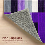 Ultra Soft Area Rug, Non Slip, Stain Resistant, Washable Area Rugs for Living Room, Bedroom, Bold Diamond Abstract Composition(Purple)