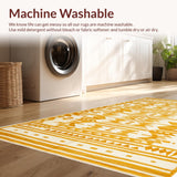 Ultra Soft Area Rug, Non Slip, Stain Resistant, Washable Area Rugs for Living Room, Bedroom, Rustic Aztec Design with Warm Hues(Yellow)
