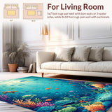 Ultra Soft Area Rug, Non Slip, Stain Resistant, Washable Area Rugs for Living Room, Bedroom, Toddler Alphabet Shape Ocean Animal Classroom Floor Mat Area Rug(Blue)