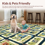 Ultra Soft Area Rug, Non Slip, Stain Resistant, Washable Area Rugs for Living Room, Bedroom, Playful Metropolis Design(Brown)