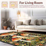 Ultra Soft Area Rug, Non Slip, Stain Resistant, Washable Area Rugs for Living Room, Bedroom, Charming Springtime Whimsy Design(Black)