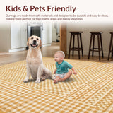 Ultra Soft Area Rug, Non Slip, Stain Resistant, Washable Area Rugs for Living Room, Bedroom, Refined Abstract Linear Arrangement(Beige)